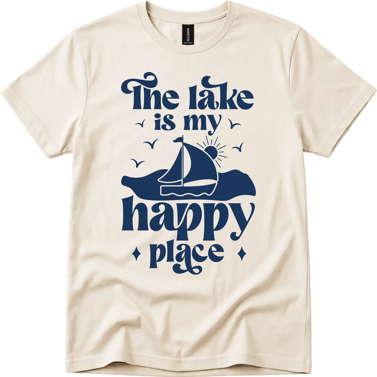 The Lake Is My Happy Place T-Shirt in Natural