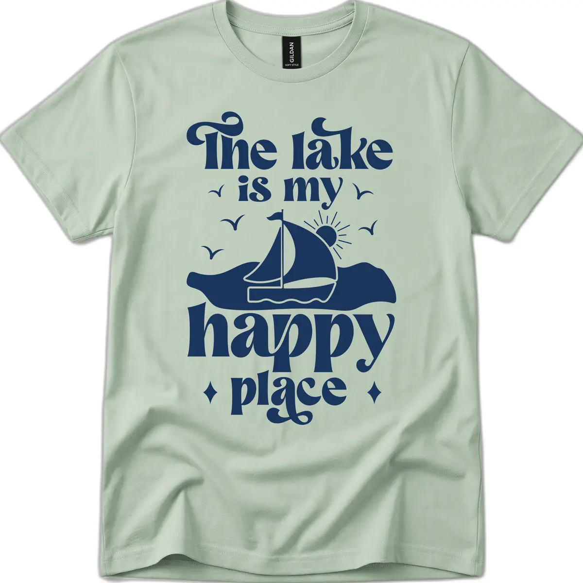 The Lake Is My Happy Place T-Shirt in Sage