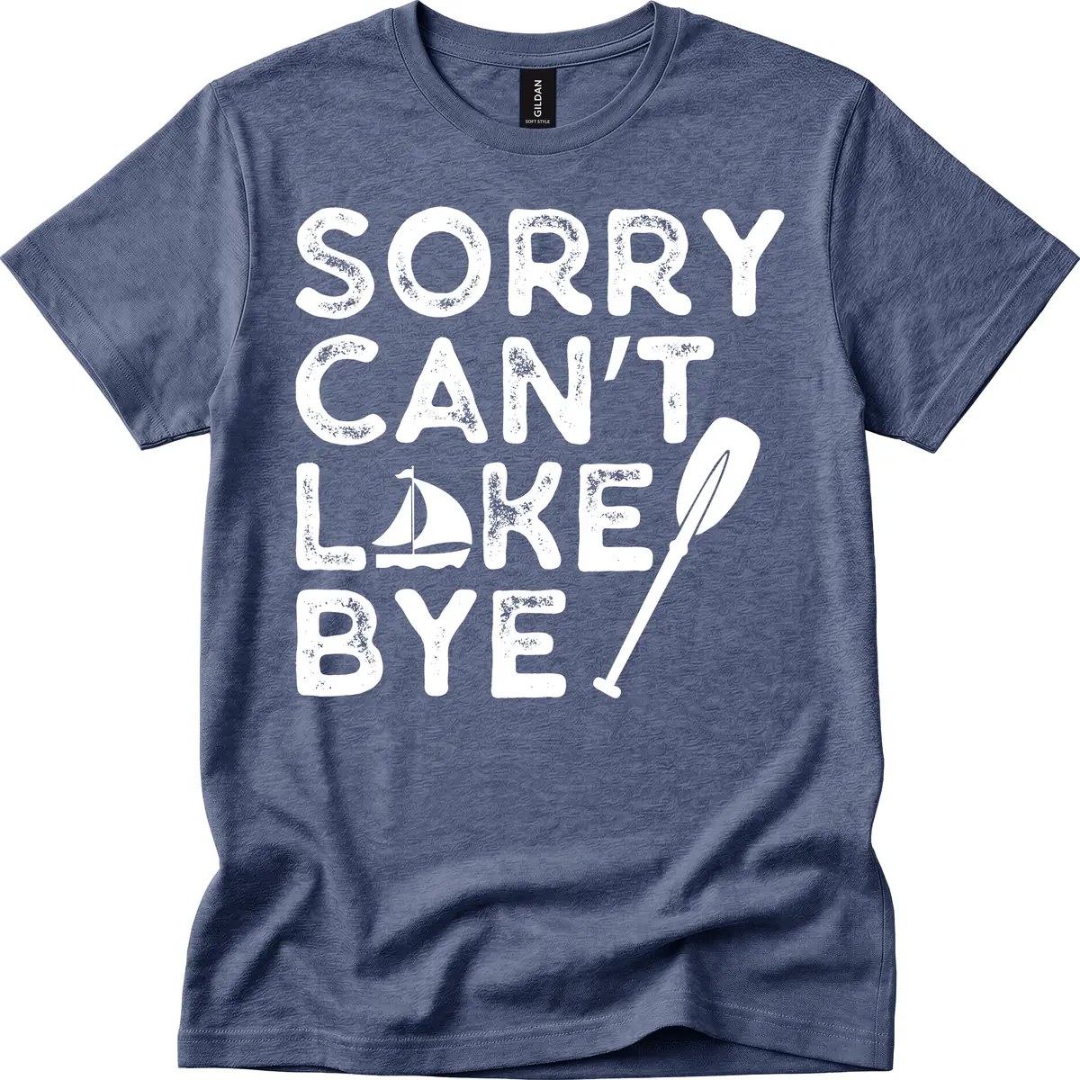 Sorry Can't Lake Bye Sailing Paddle T-Shirt in Heather Navy
