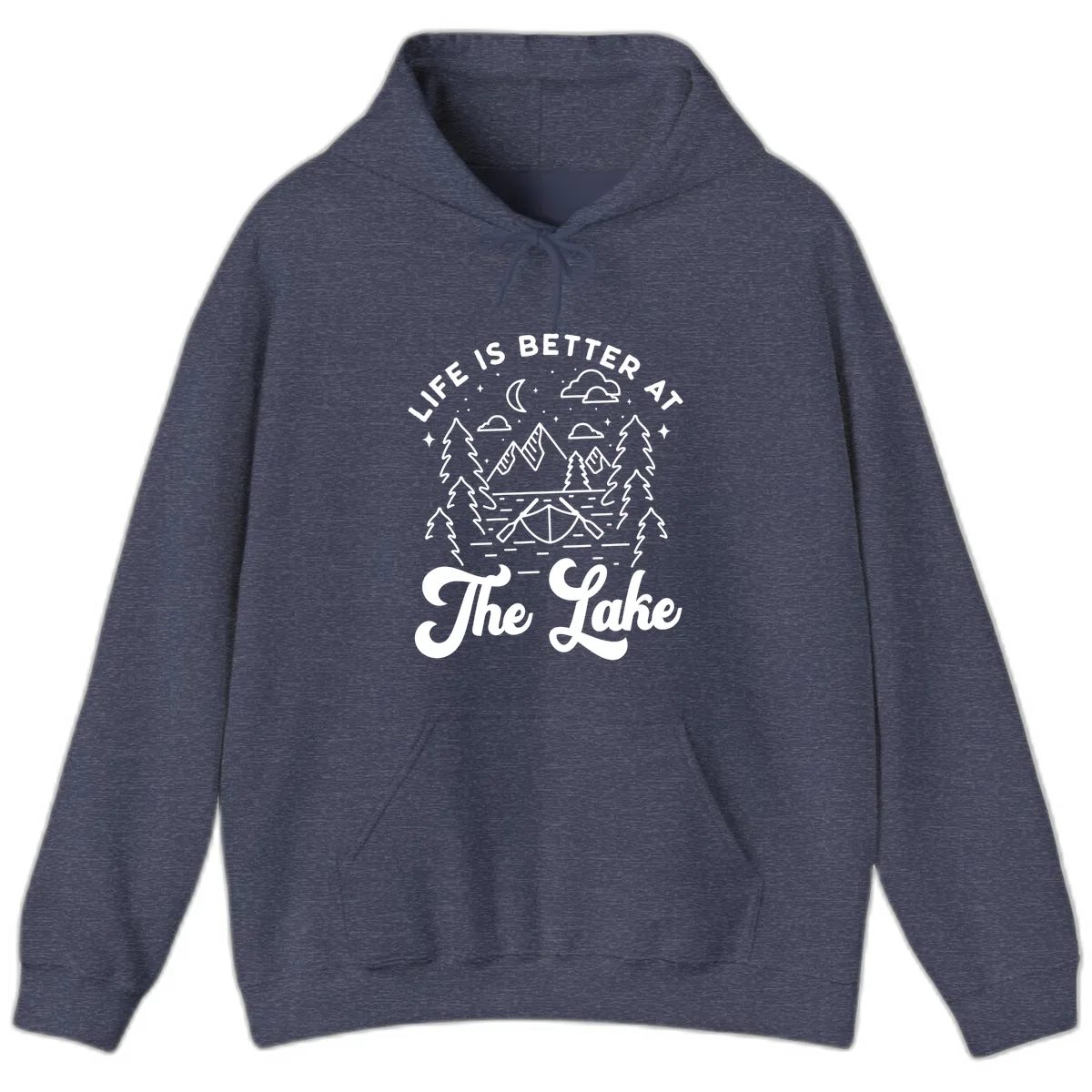 Life Is Better At The Lake Hoodie in Heather Sport Dark Navy