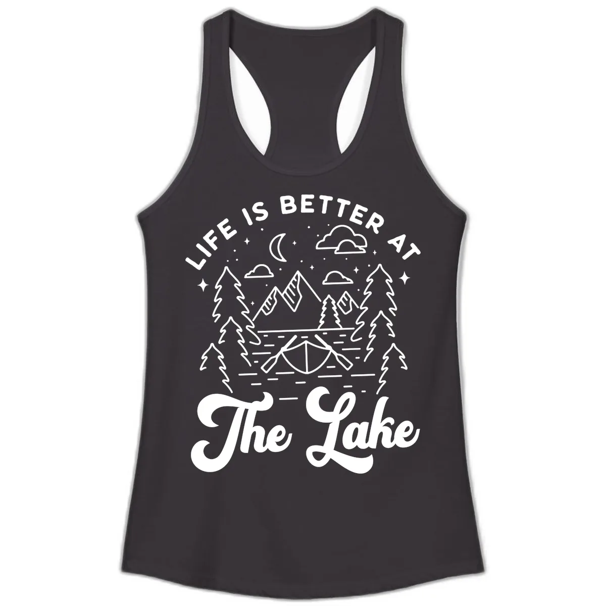 Life Is Better At The Lake Ladies Tank in Black