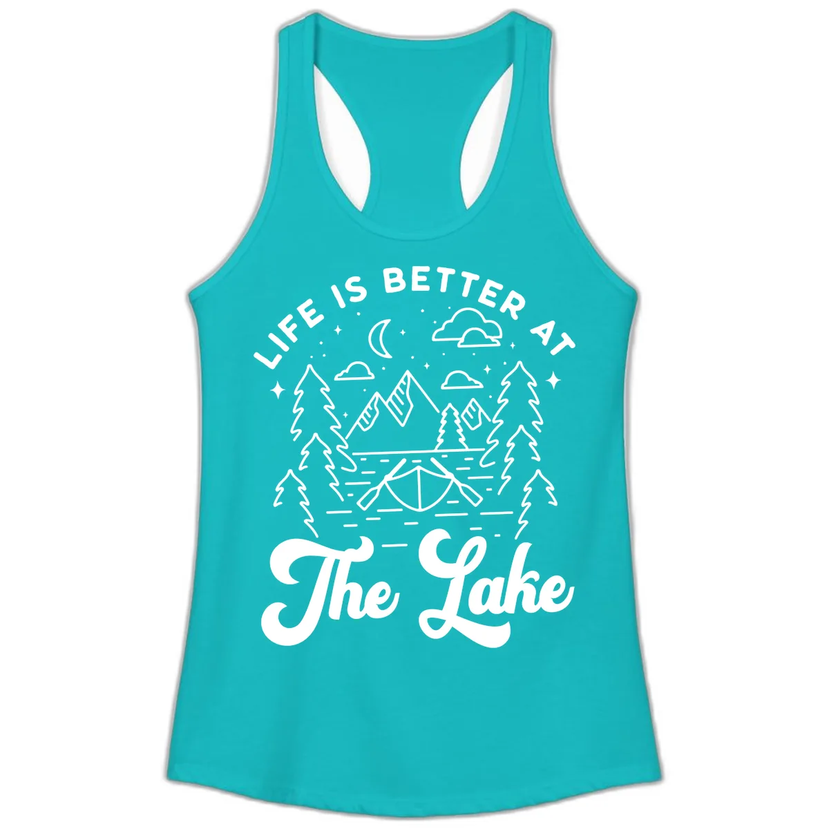 Life Is Better At The Lake Ladies Tank in Tahiti Blue