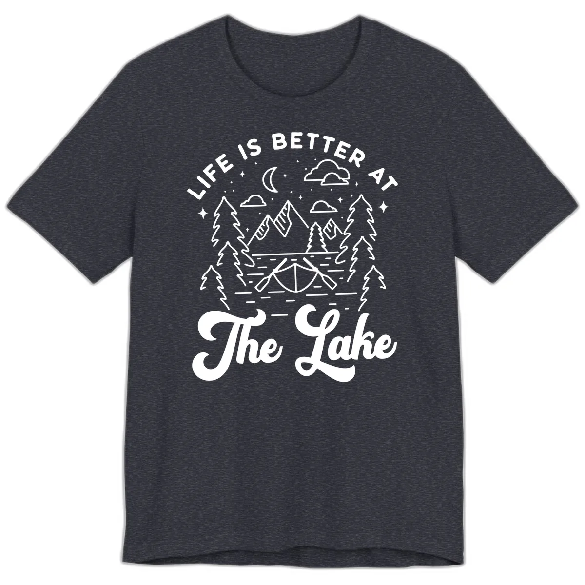 Life Is Better At The Lake Premium T-Shirt in Heather Navy