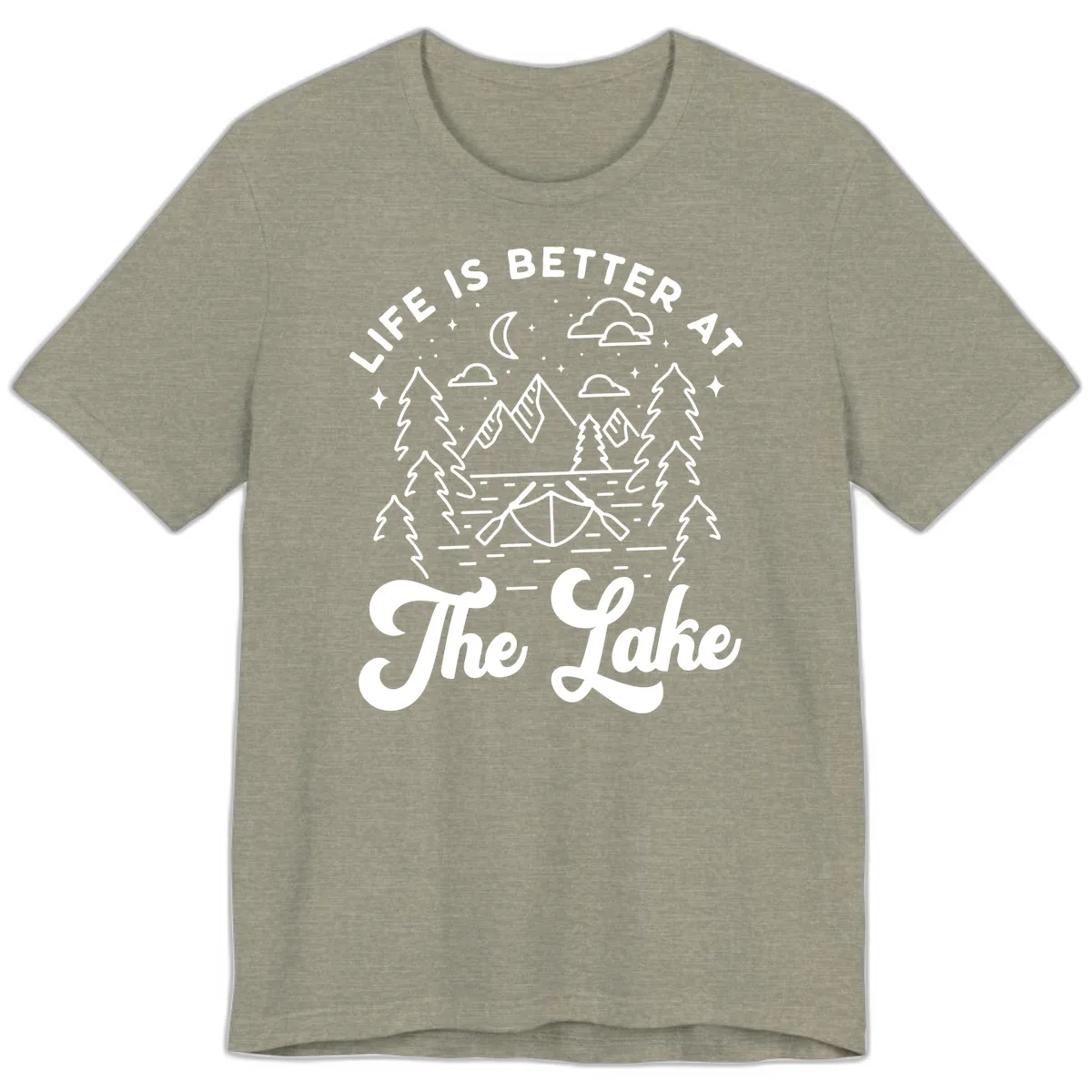 Life Is Better At The Lake Premium T-Shirt in Heather Stone