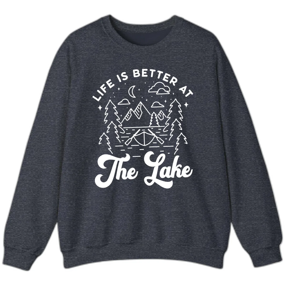 Life Is Better At The Lake Sweatshirt in Heather Sport Dark Navy
