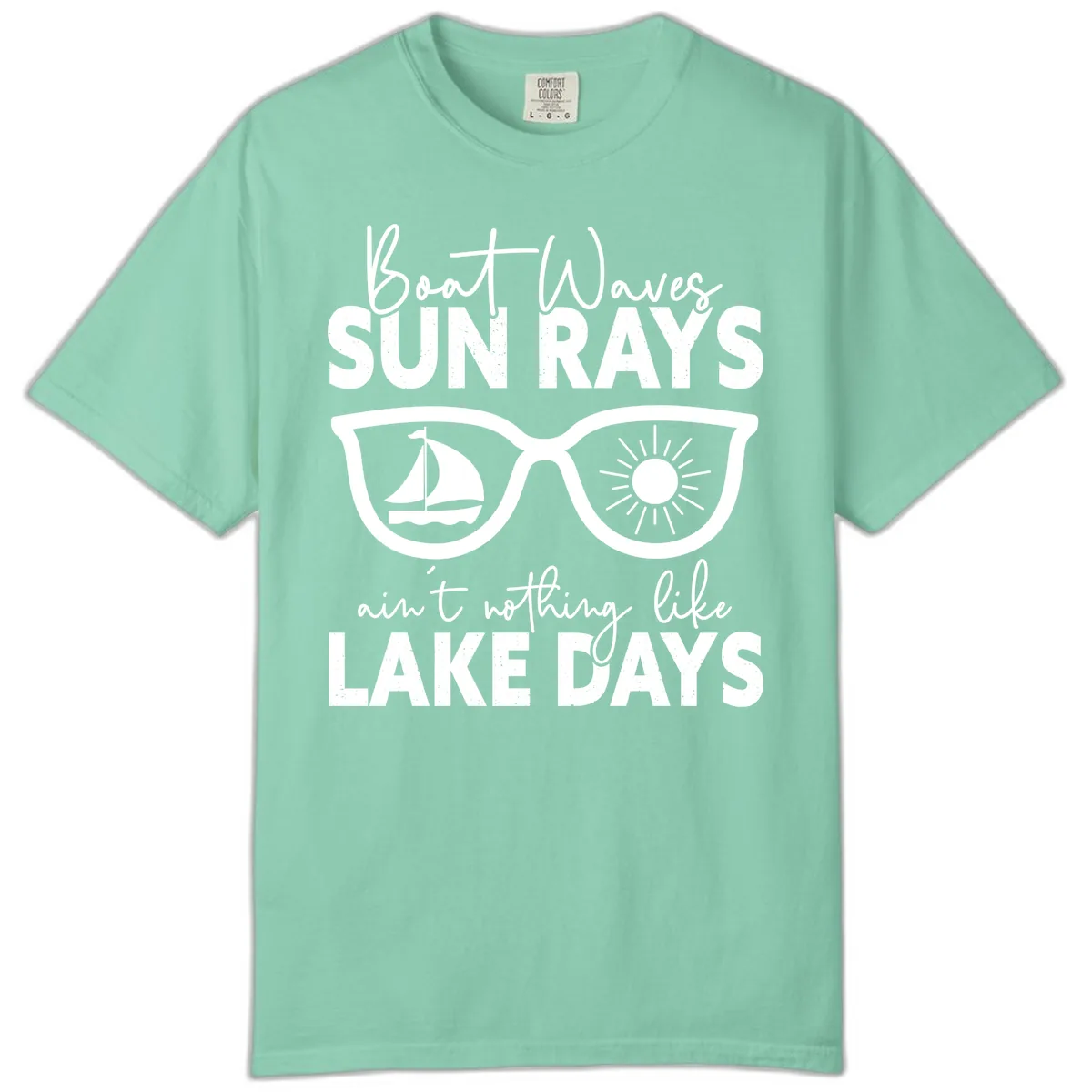 Boat Waves Sun Rays Lake Days Comfort Color in Island Reef