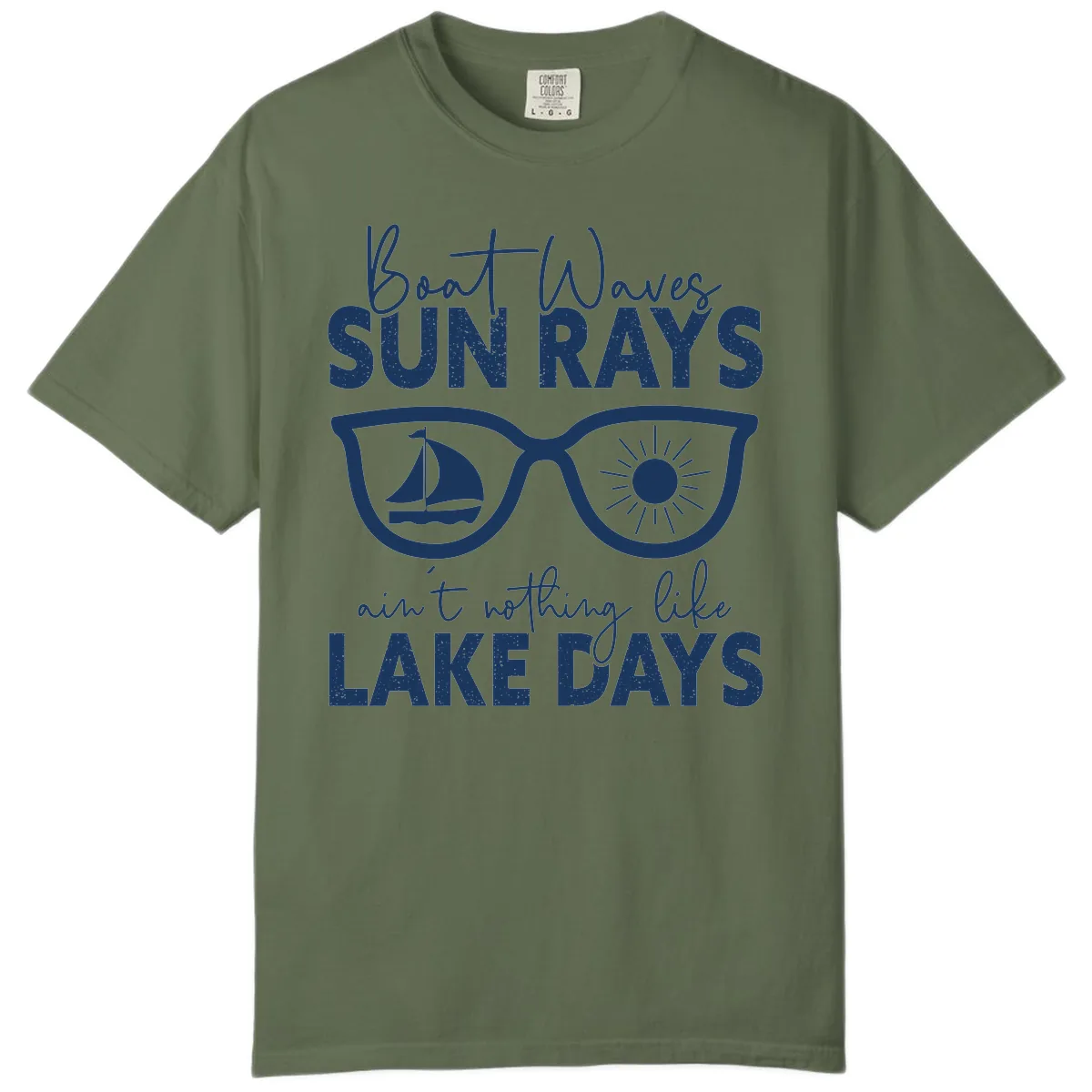Boat Waves Sun Rays Lake Days Comfort Color in Sage