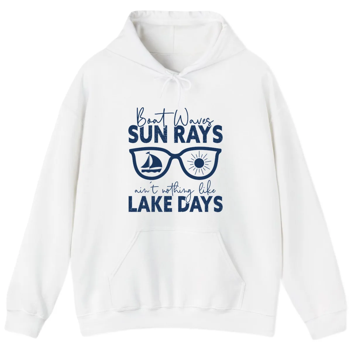 Boat Waves Sun Rays Lake Days Hoodie in White