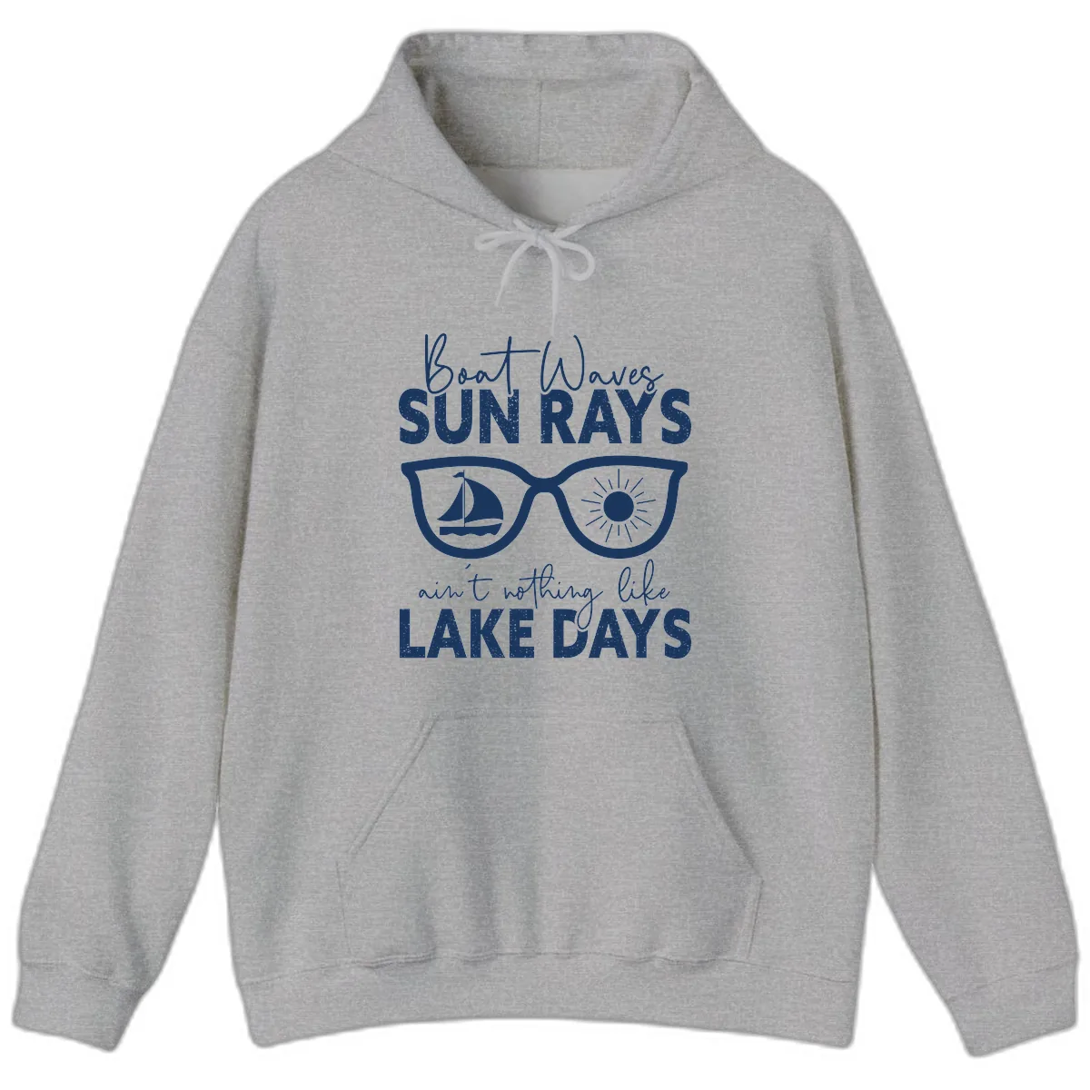 Boat Waves Sun Rays Lake Days Hoodie in Sport Grey