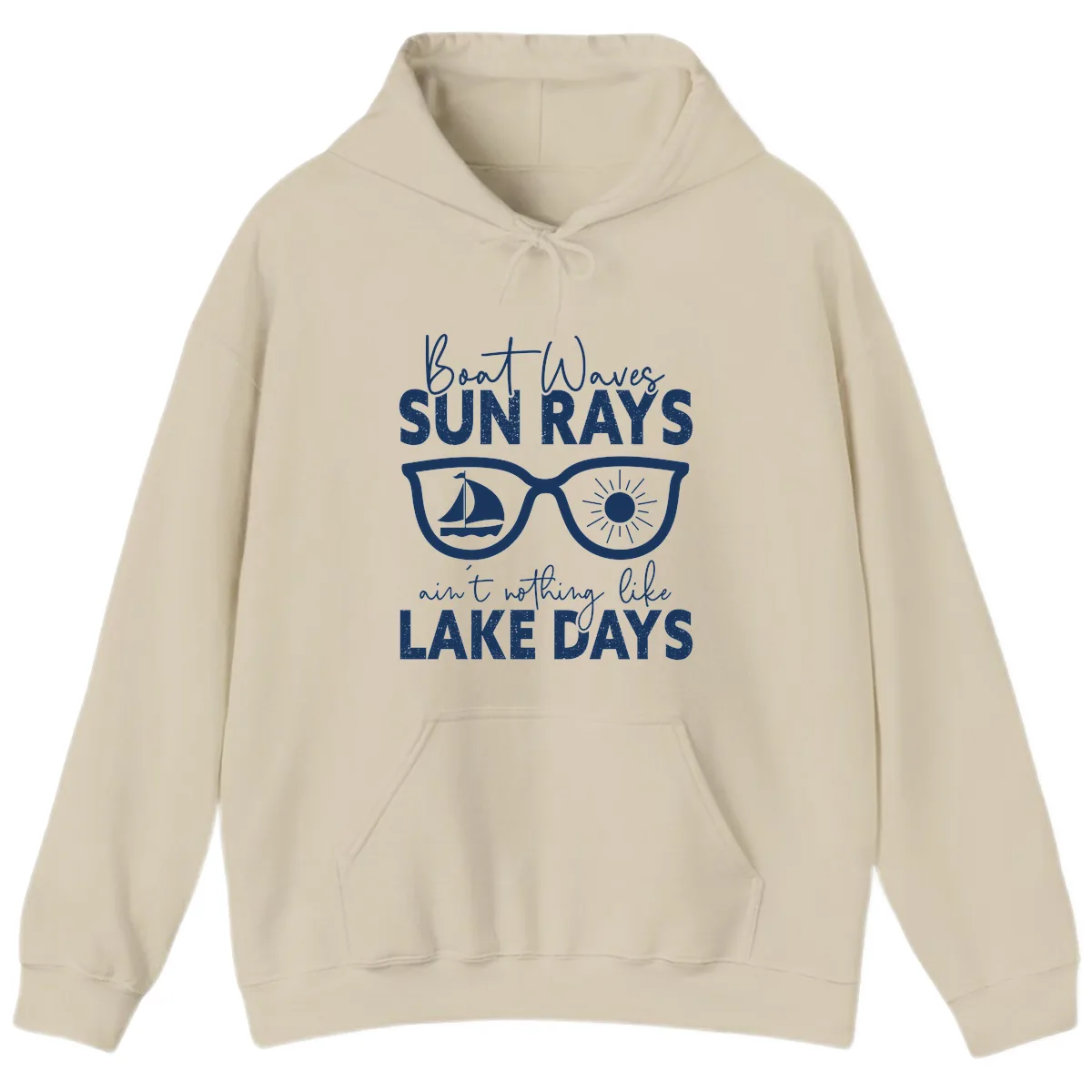 Boat Waves Sun Rays Lake Days Hoodie in Sand