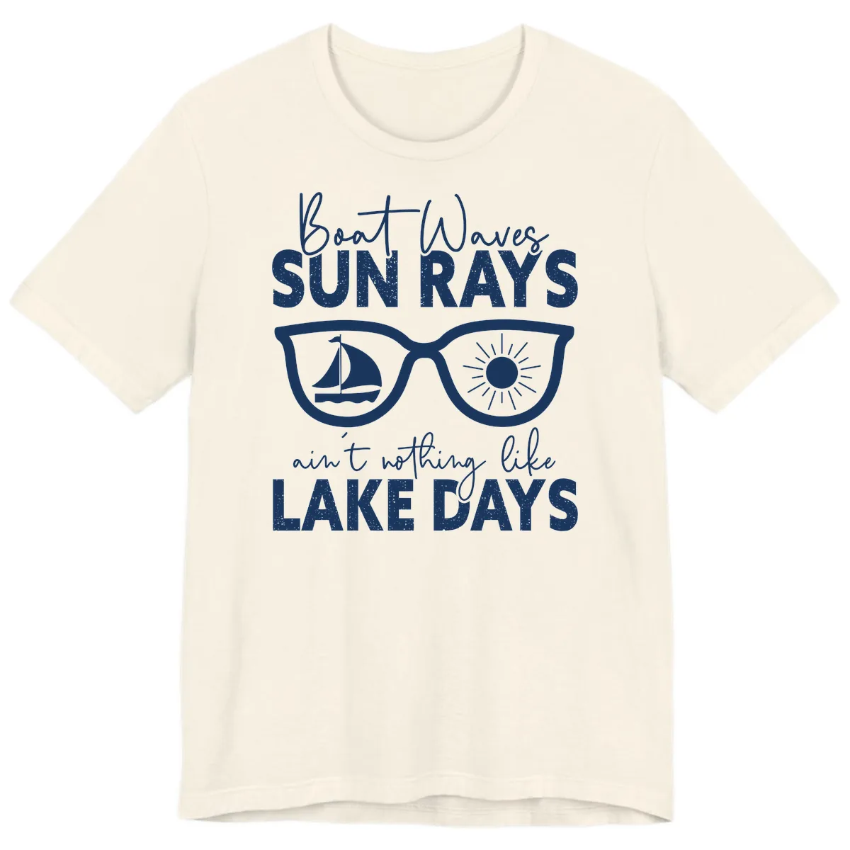 Boat Waves Sun Rays Lake Days Premium T-Shirt in Natural