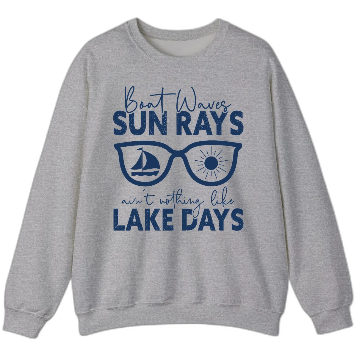 Boat Waves Sun Rays Lake Days Sweatshirt in Sport Grey