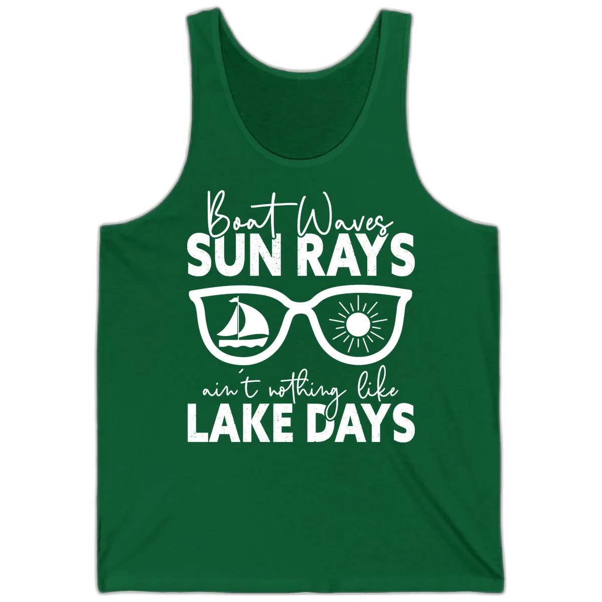 Boat Waves Sun Rays Lake Days Tank in Kelly