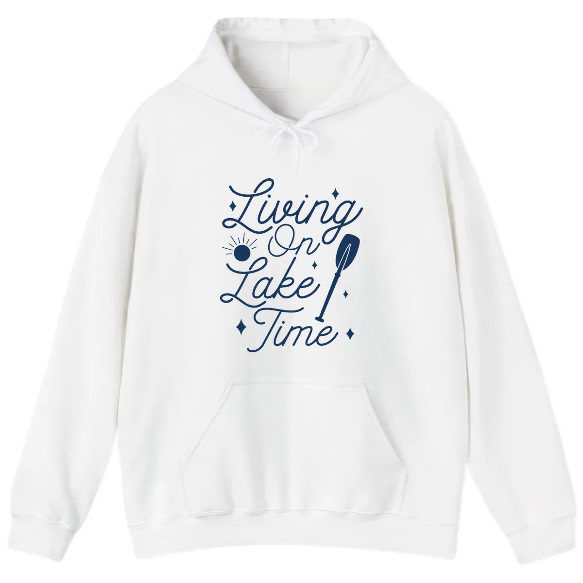 Living On Lake Time Hoodie in White