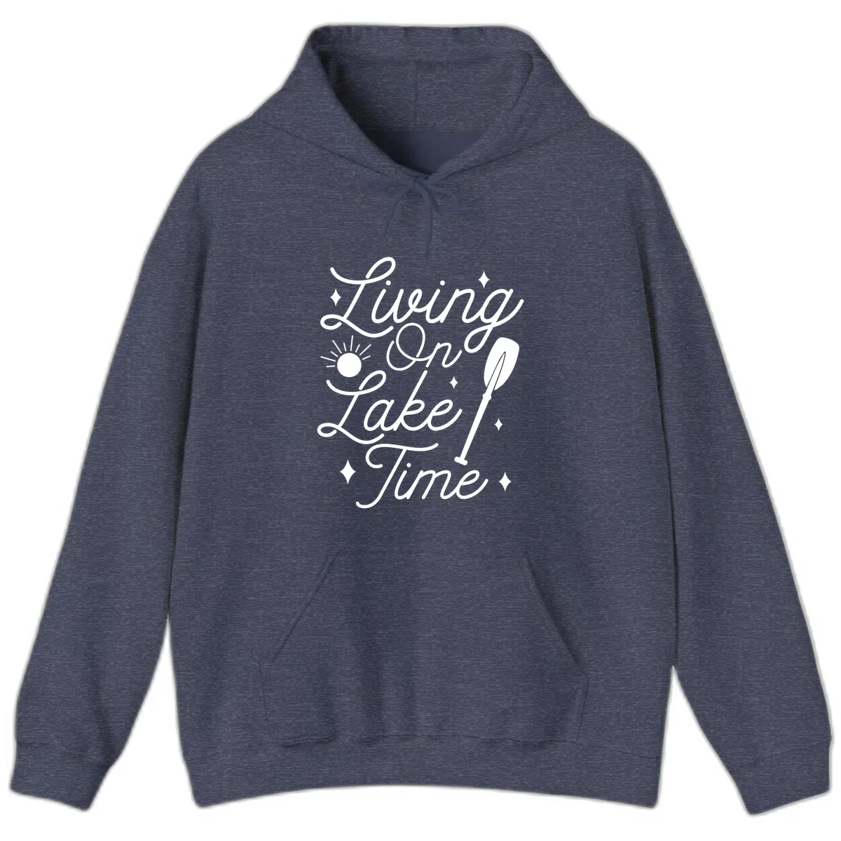 Living On Lake Time Hoodie in Heather Sport Dark Navy
