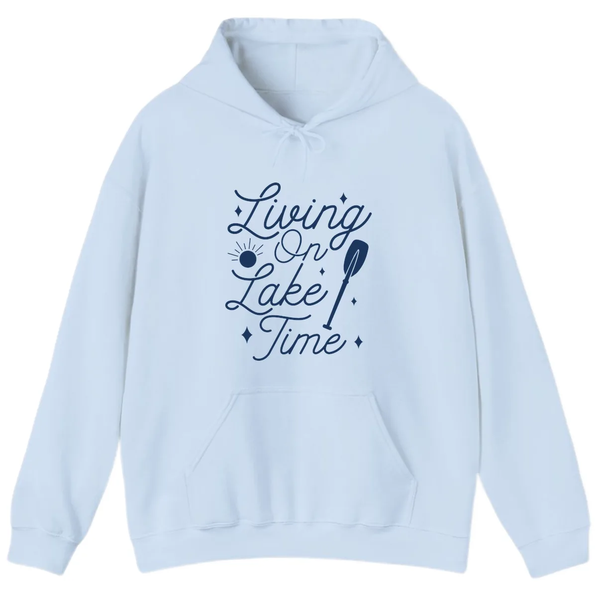 Living On Lake Time Hoodie in Light Blue