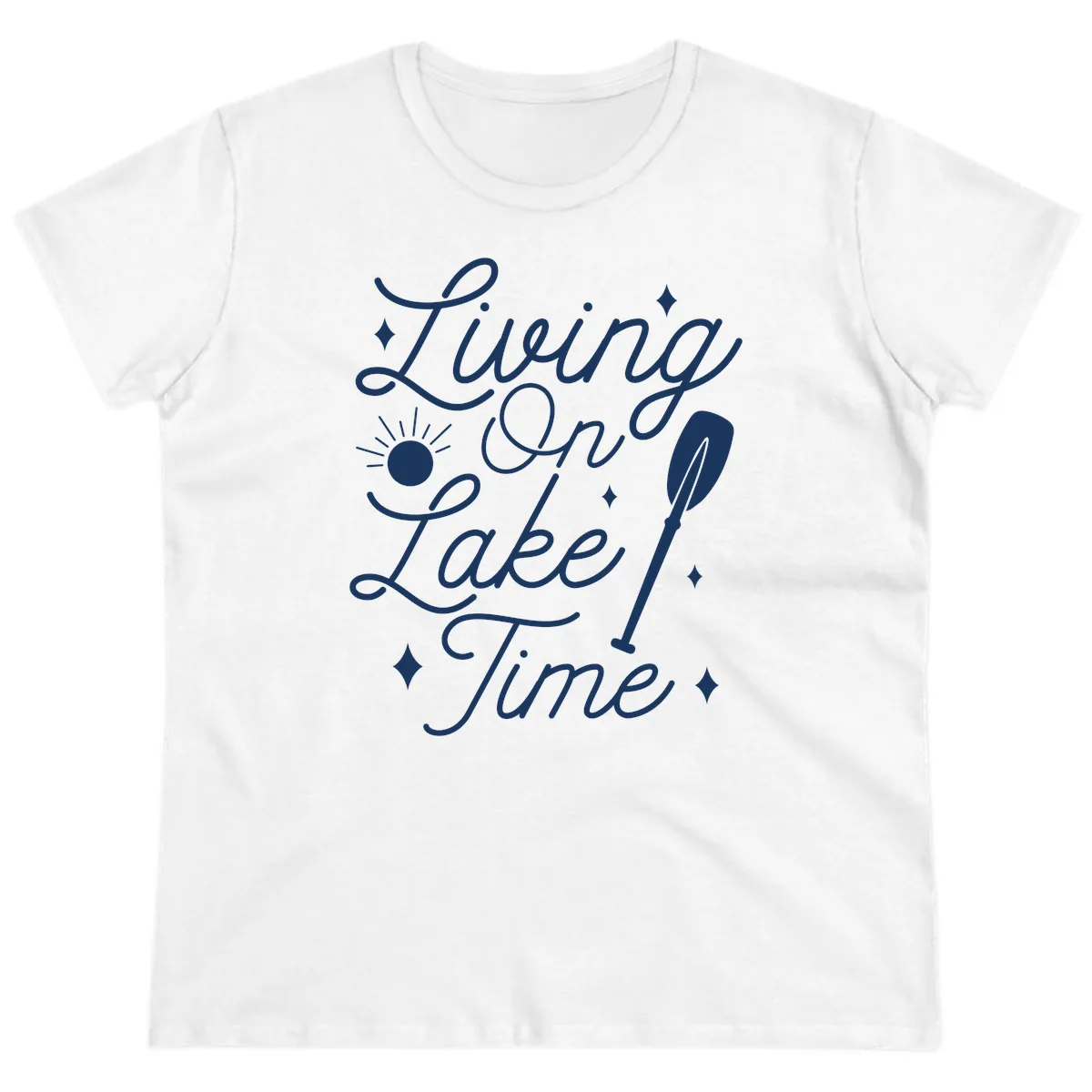 Living On Lake Time Ladies Tee in White