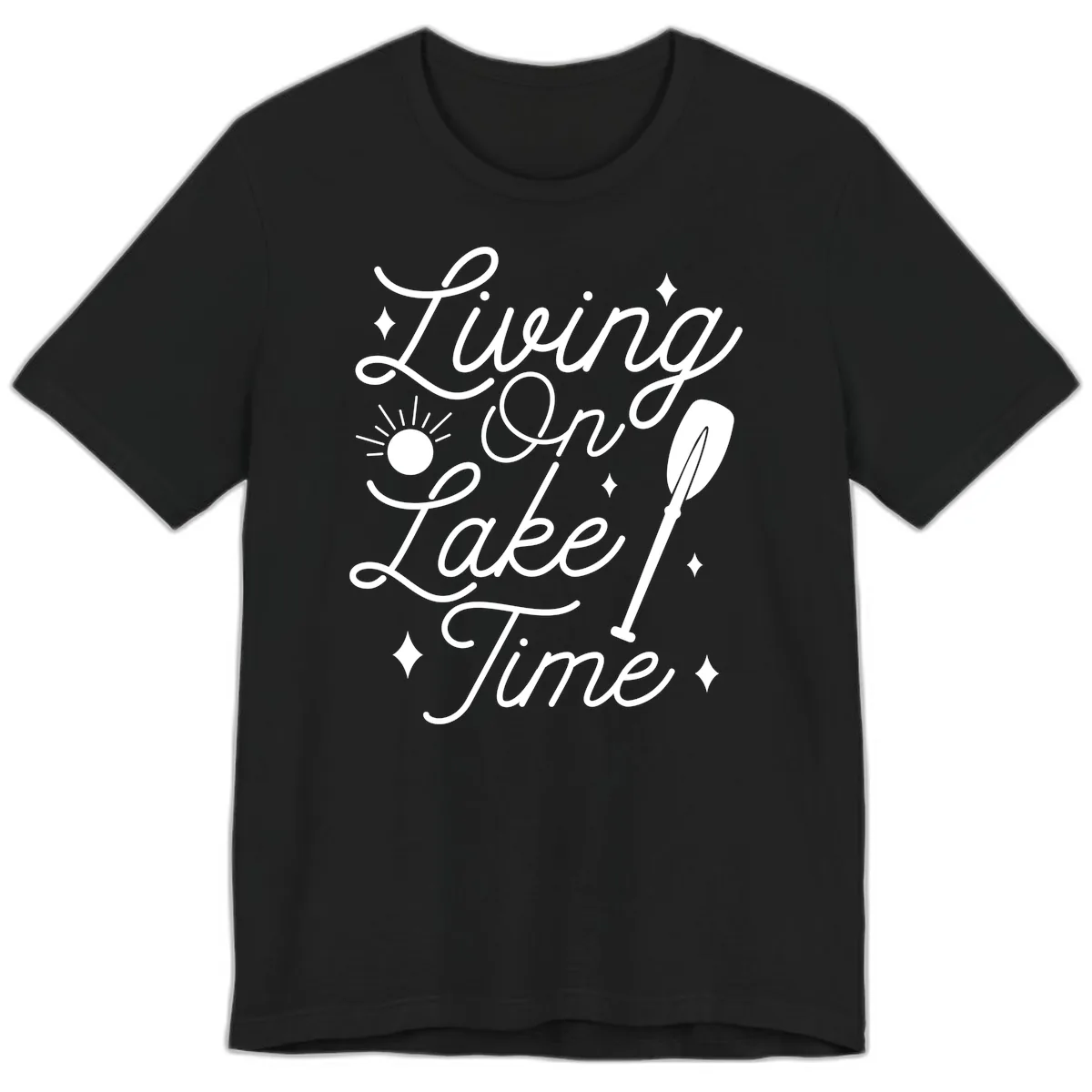 Living On Lake Time Premium T-Shirt in Black