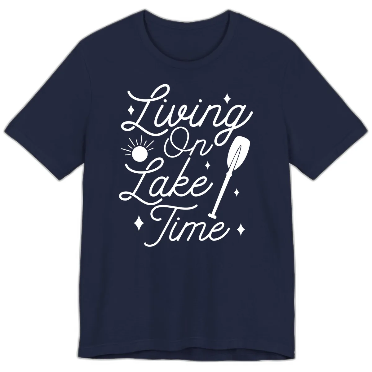Living On Lake Time Premium T-Shirt in Navy