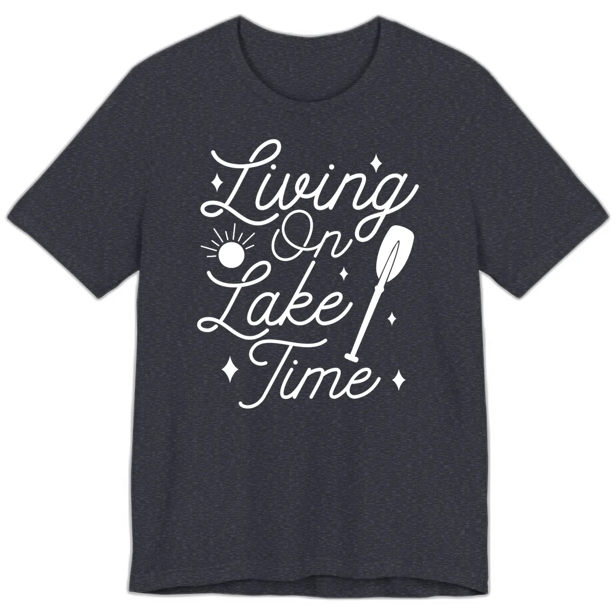 Living On Lake Time Premium T-Shirt in Heather Navy