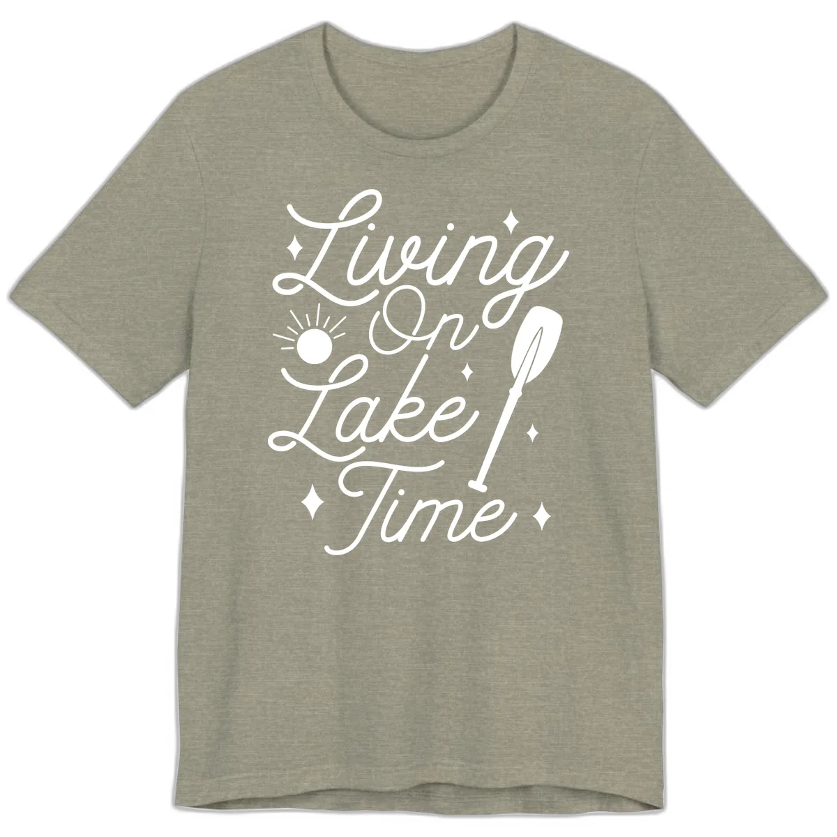 Living On Lake Time Premium T-Shirt in Heather Stone