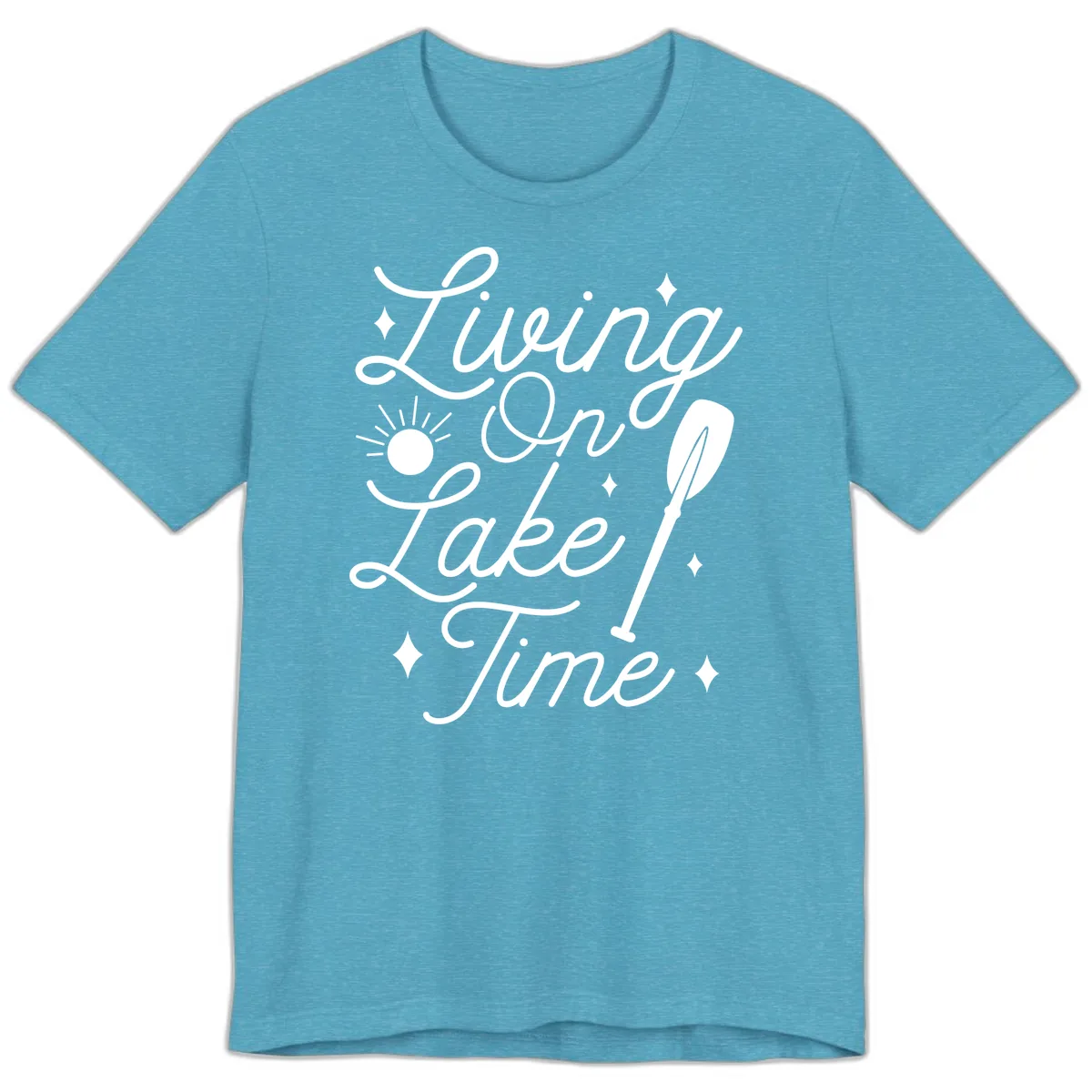 Living On Lake Time Premium T-Shirt in Heather Aqua