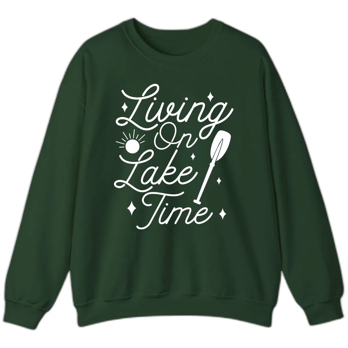 Living On Lake Time Sweatshirt in Forest Green