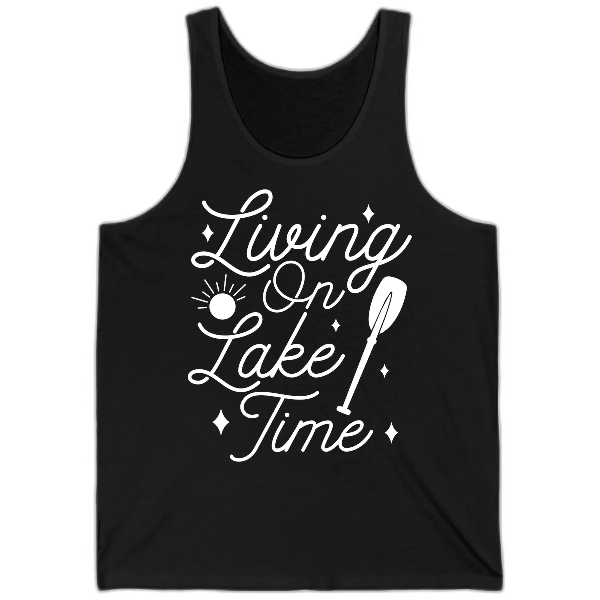 Living On Lake Time Tank in Black