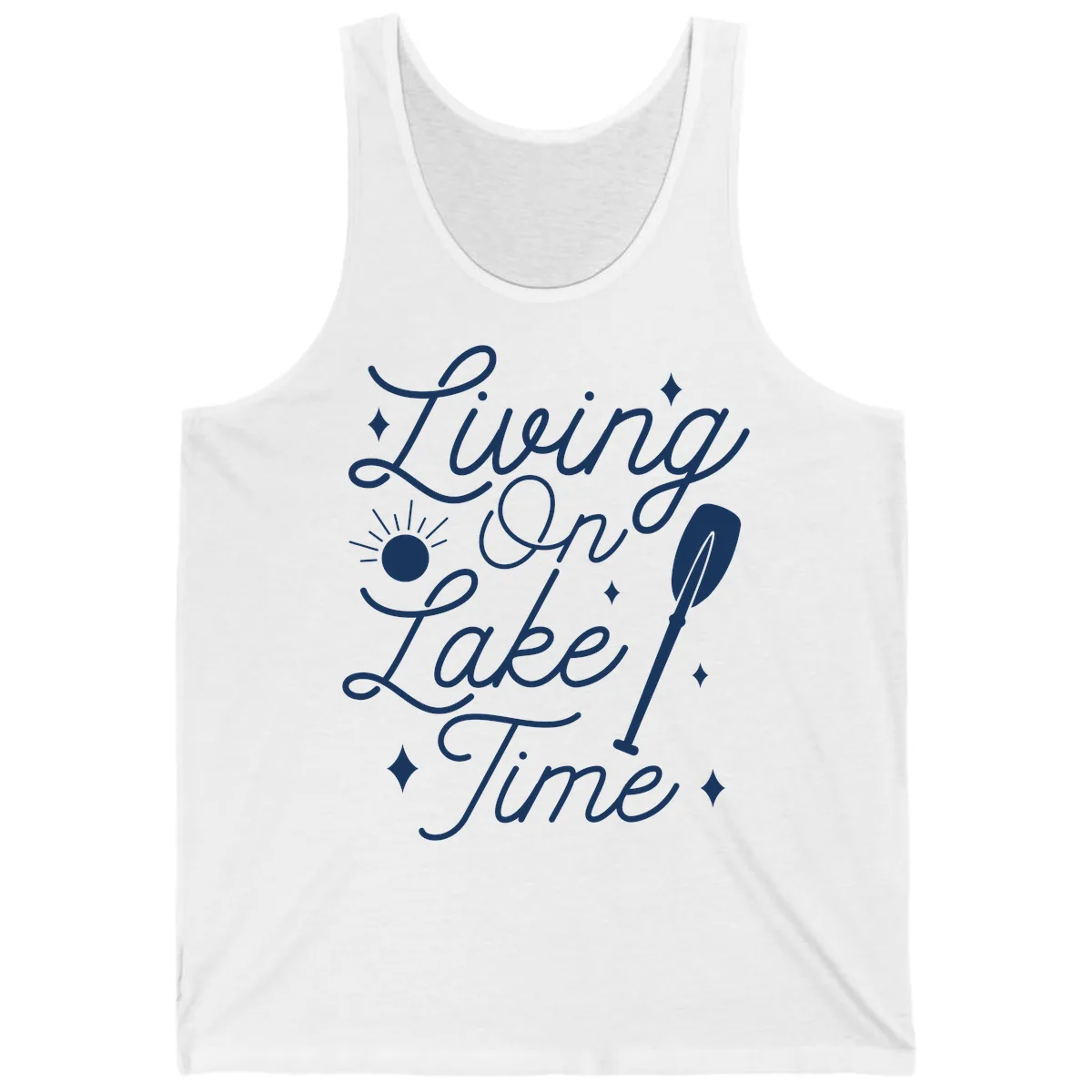 Living On Lake Time Tank in White