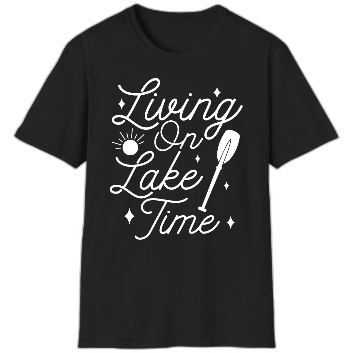 Living On Lake Time T-Shirt in Black