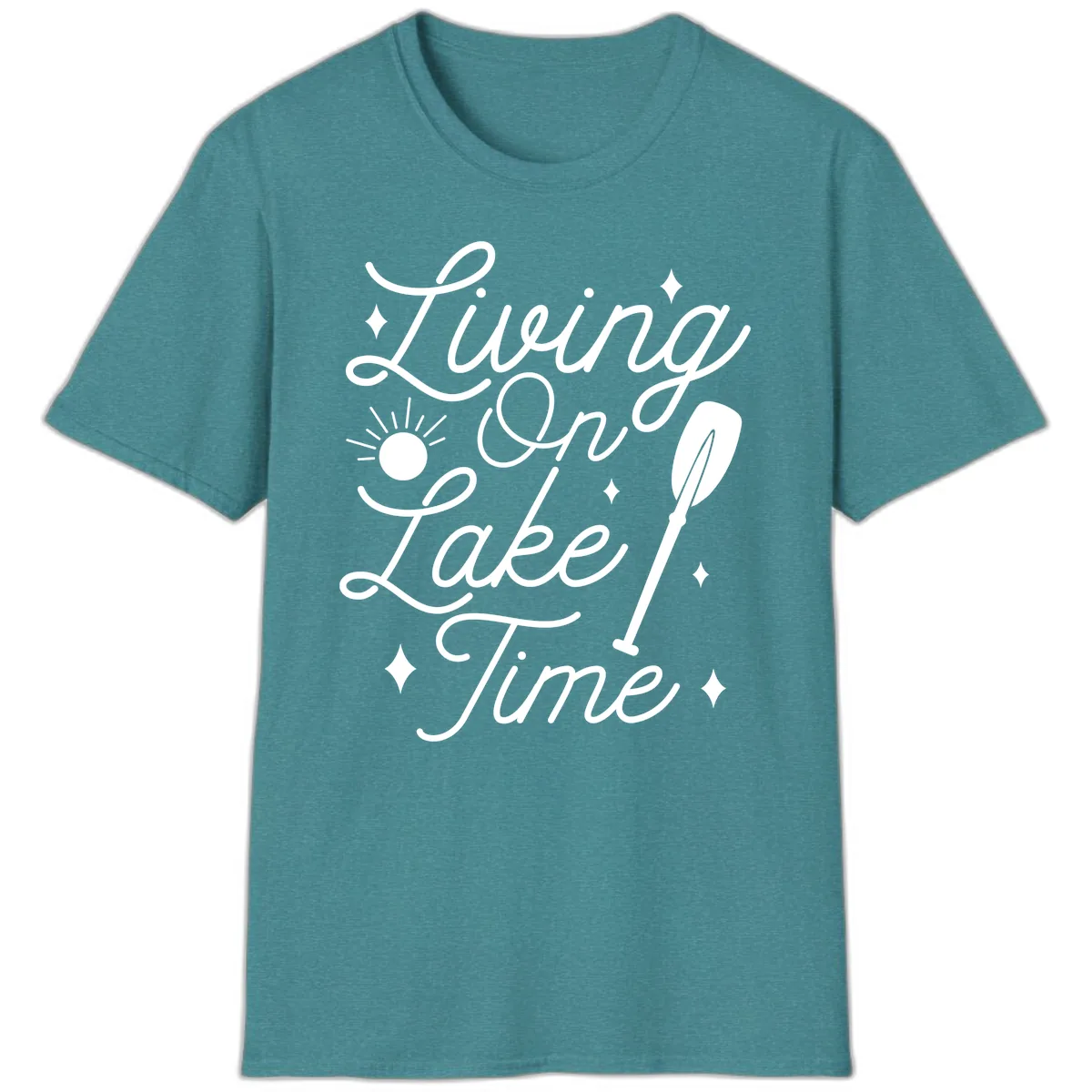 Living On Lake Time T-Shirt in Heather Galapagos Blue