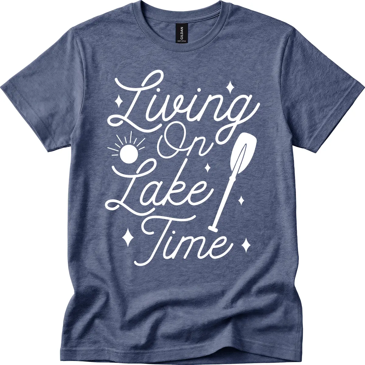 Living On Lake Time T-Shirt in Heather Navy