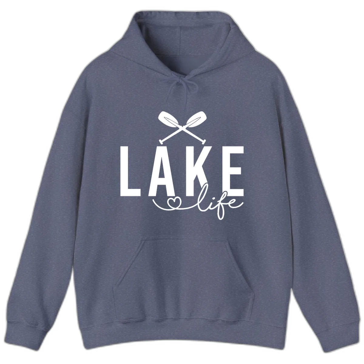 Lake Life Nautical Paddles Design Hoodie in Heather Navy