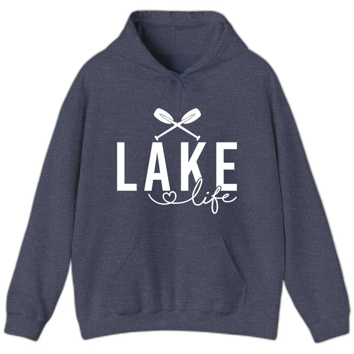 Lake Life Nautical Paddles Design Hoodie in Heather Sport Dark Navy