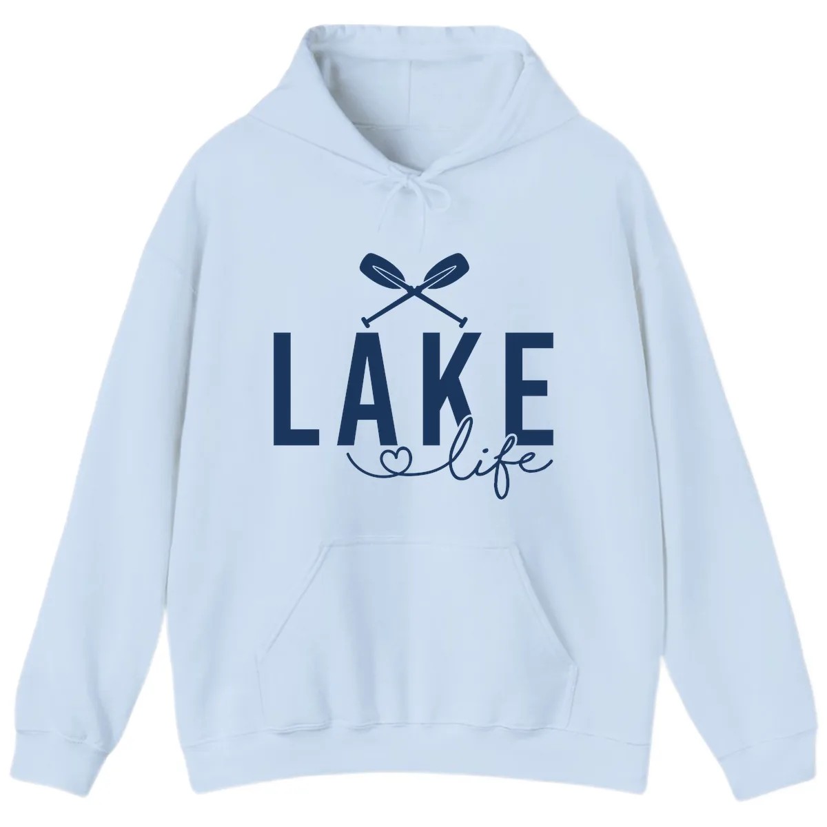 Lake Life Nautical Paddles Design Hoodie in Light Blue