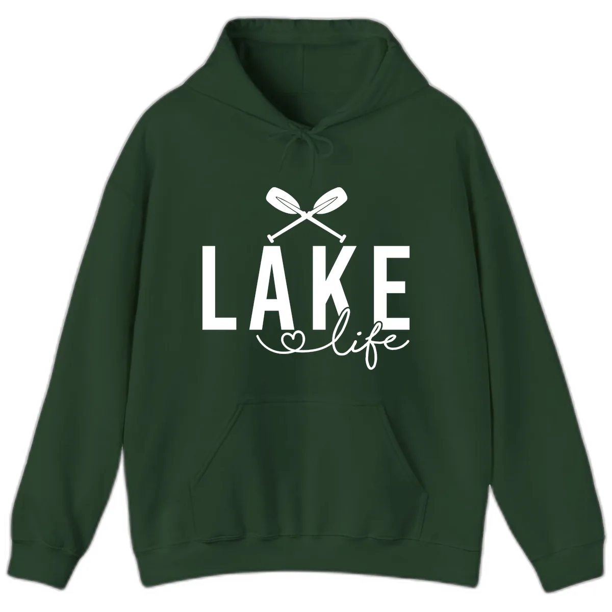 Lake Life Nautical Paddles Design Hoodie in Forest Green