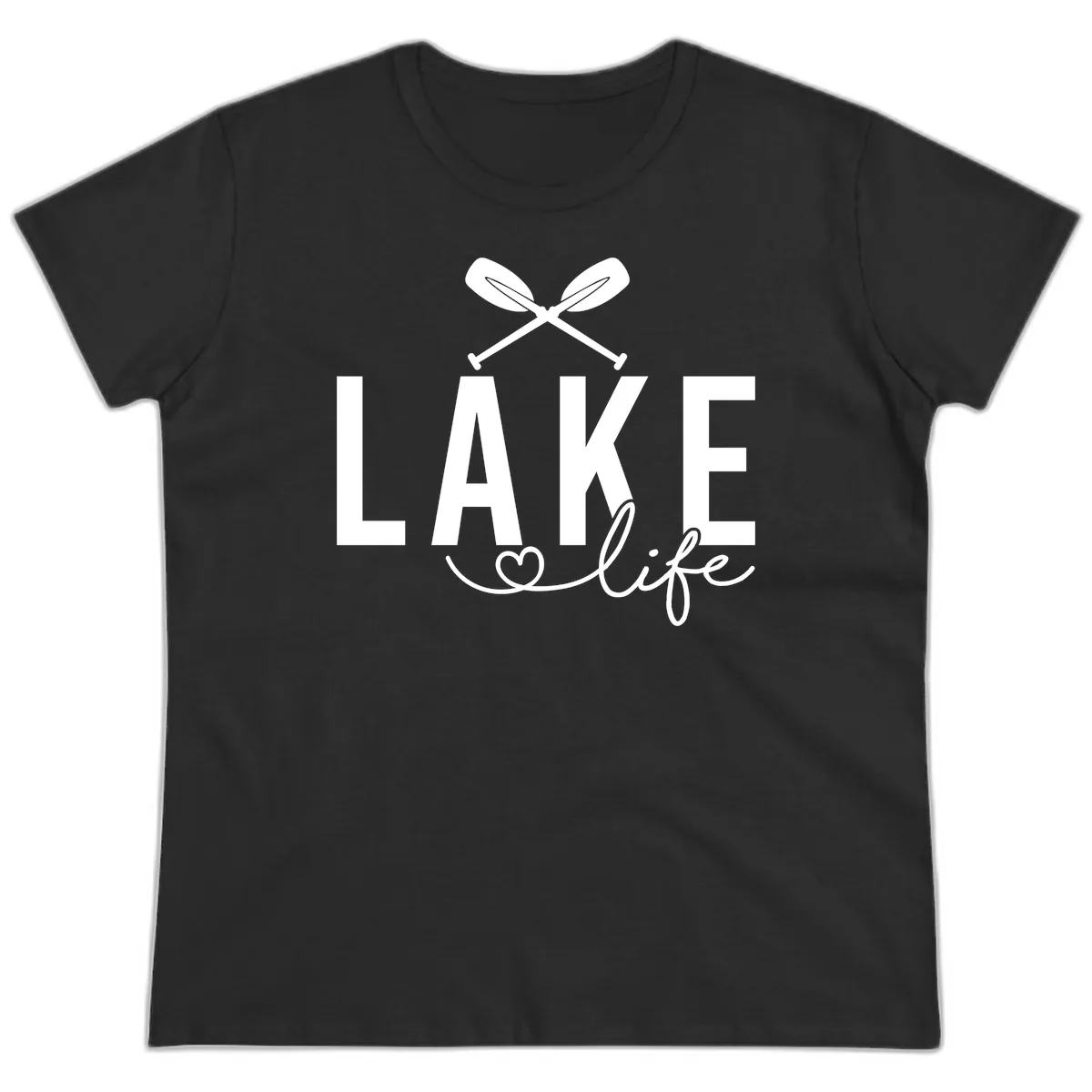 Lake Life Nautical Paddles Design Ladies Tee in Black