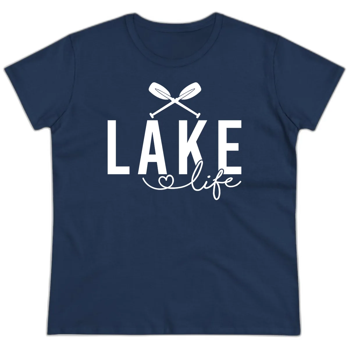 Lake Life Nautical Paddles Design Ladies Tee in Navy