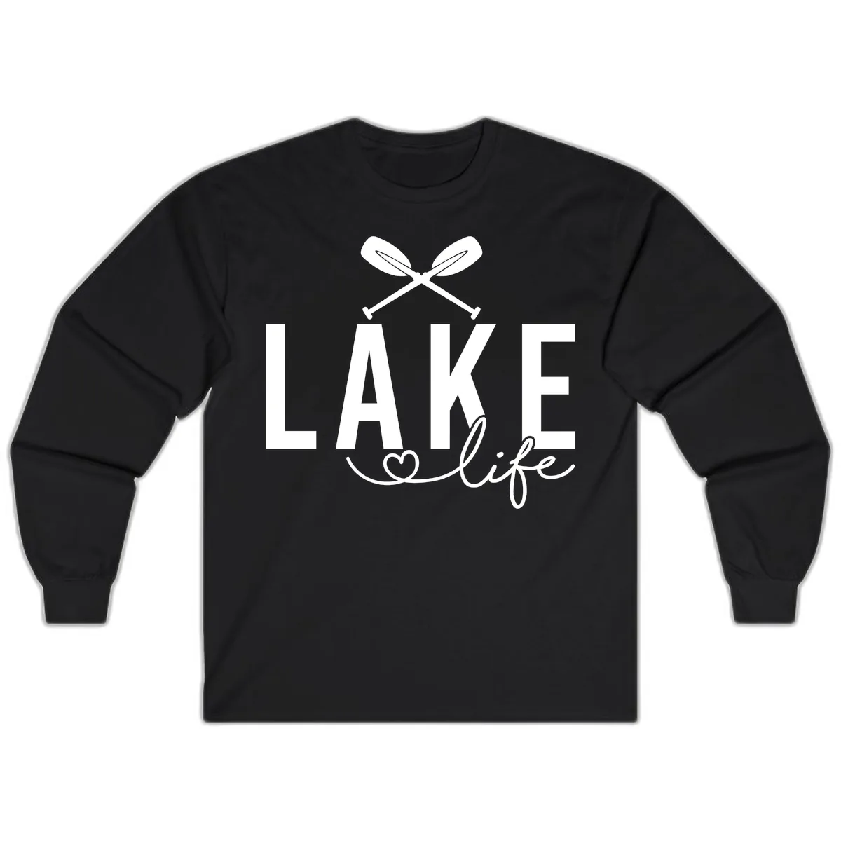Lake Life Nautical Paddles Design Long Sleeve in Black