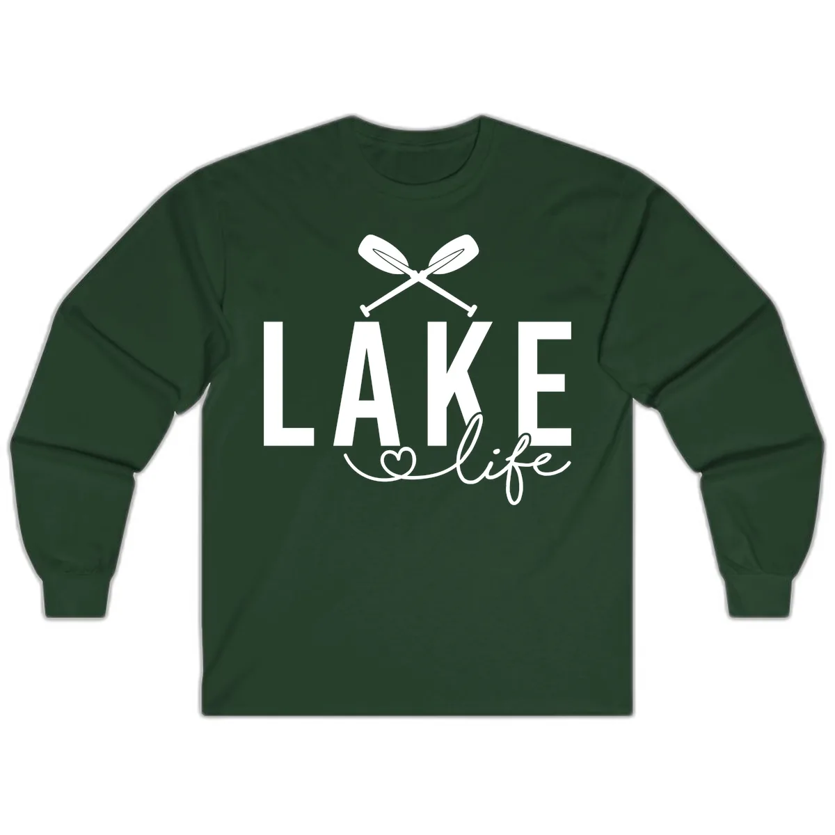 Lake Life Nautical Paddles Design Long Sleeve in Forest Green