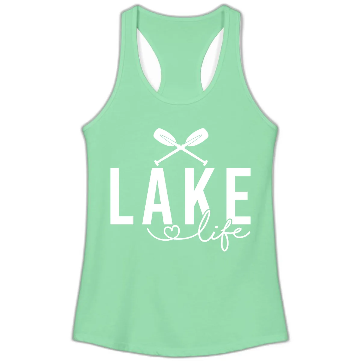 Lake Life Nautical Paddles Design Ladies Tank in Solid Mint