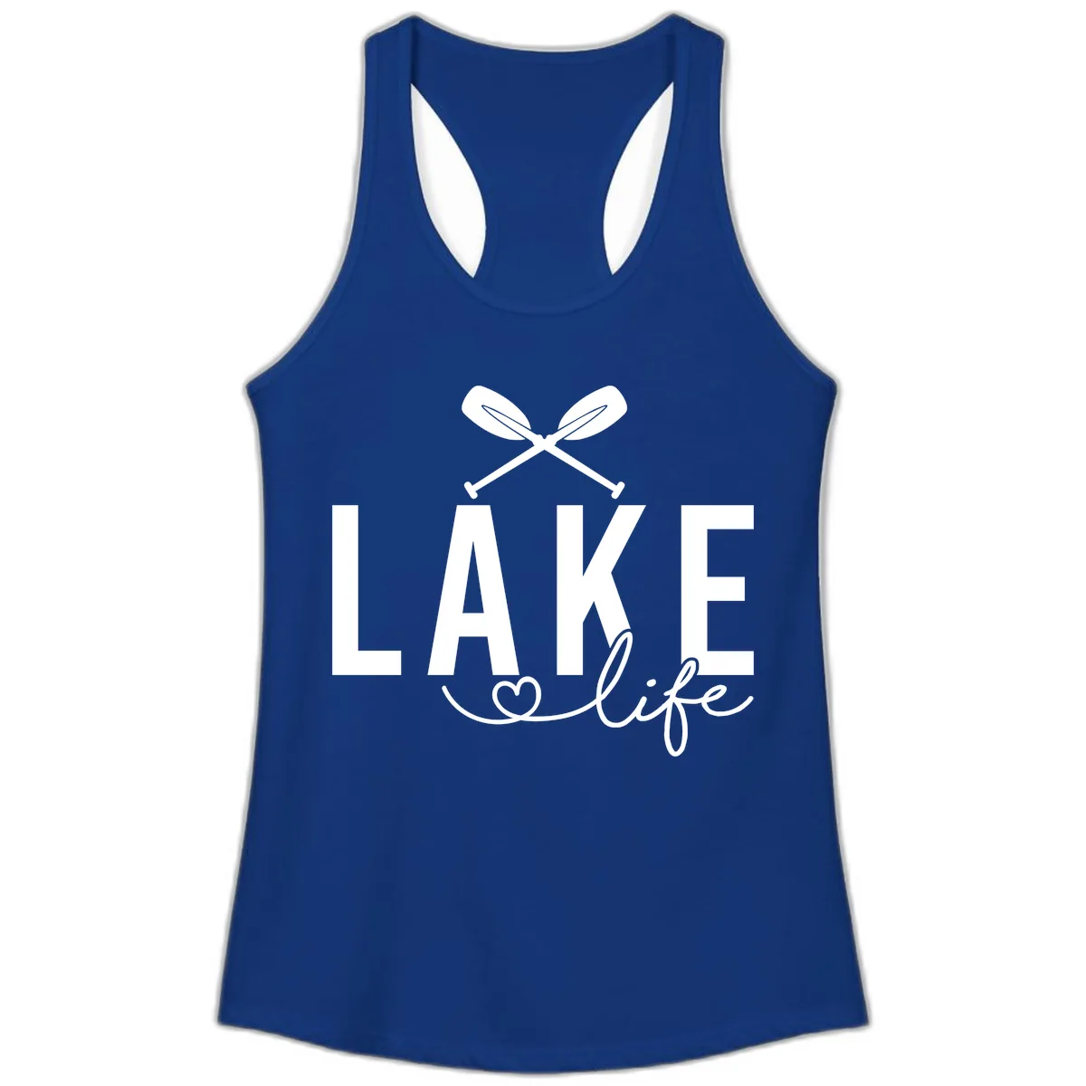 Lake Life Nautical Paddles Design Ladies Tank in Solid Royal