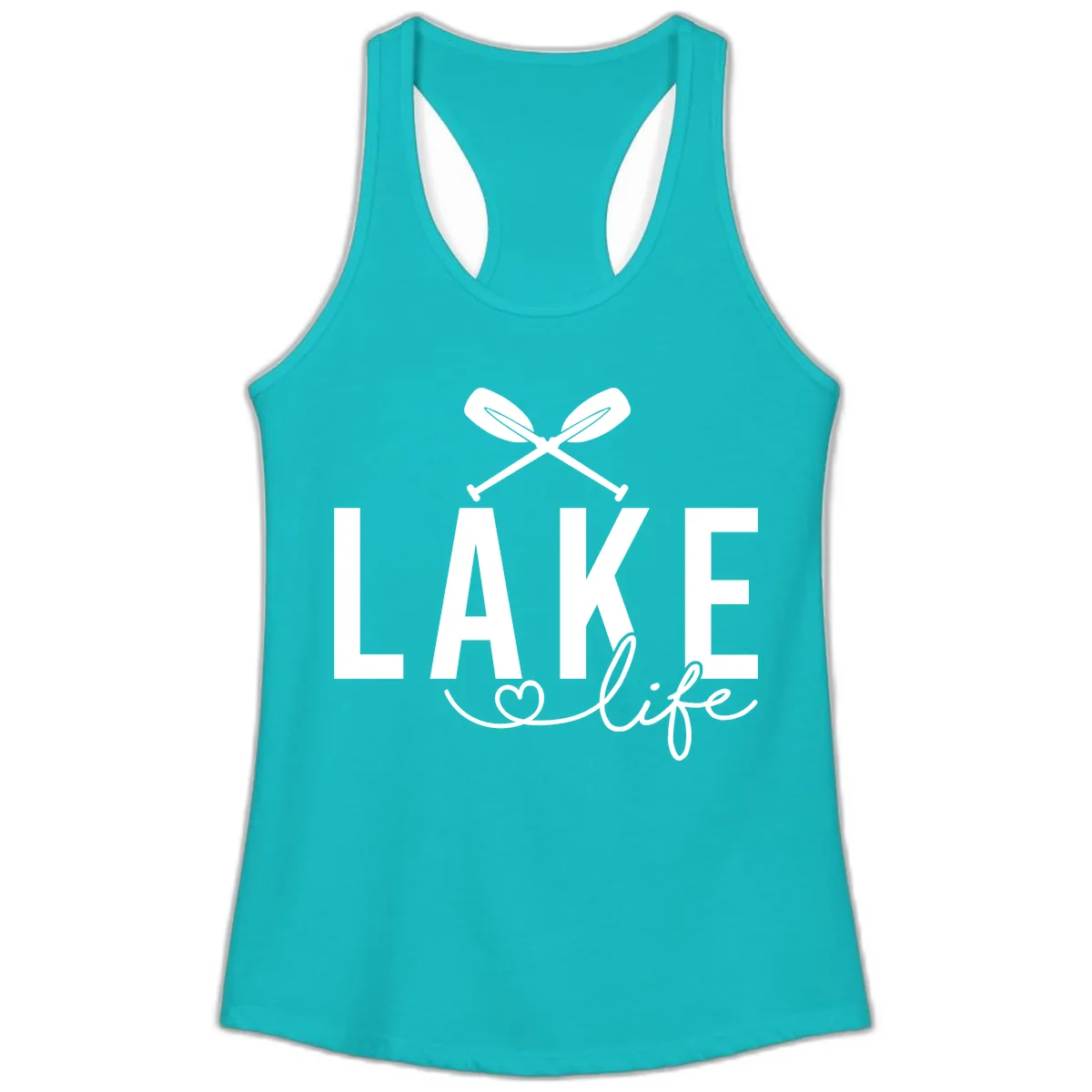 Lake Life Nautical Paddles Design Ladies Tank in Tahiti Blue