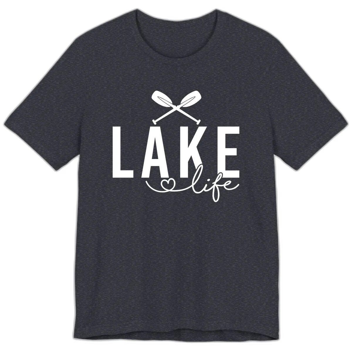 Lake Life Nautical Paddles Design Premium T-Shirt in Heather Navy