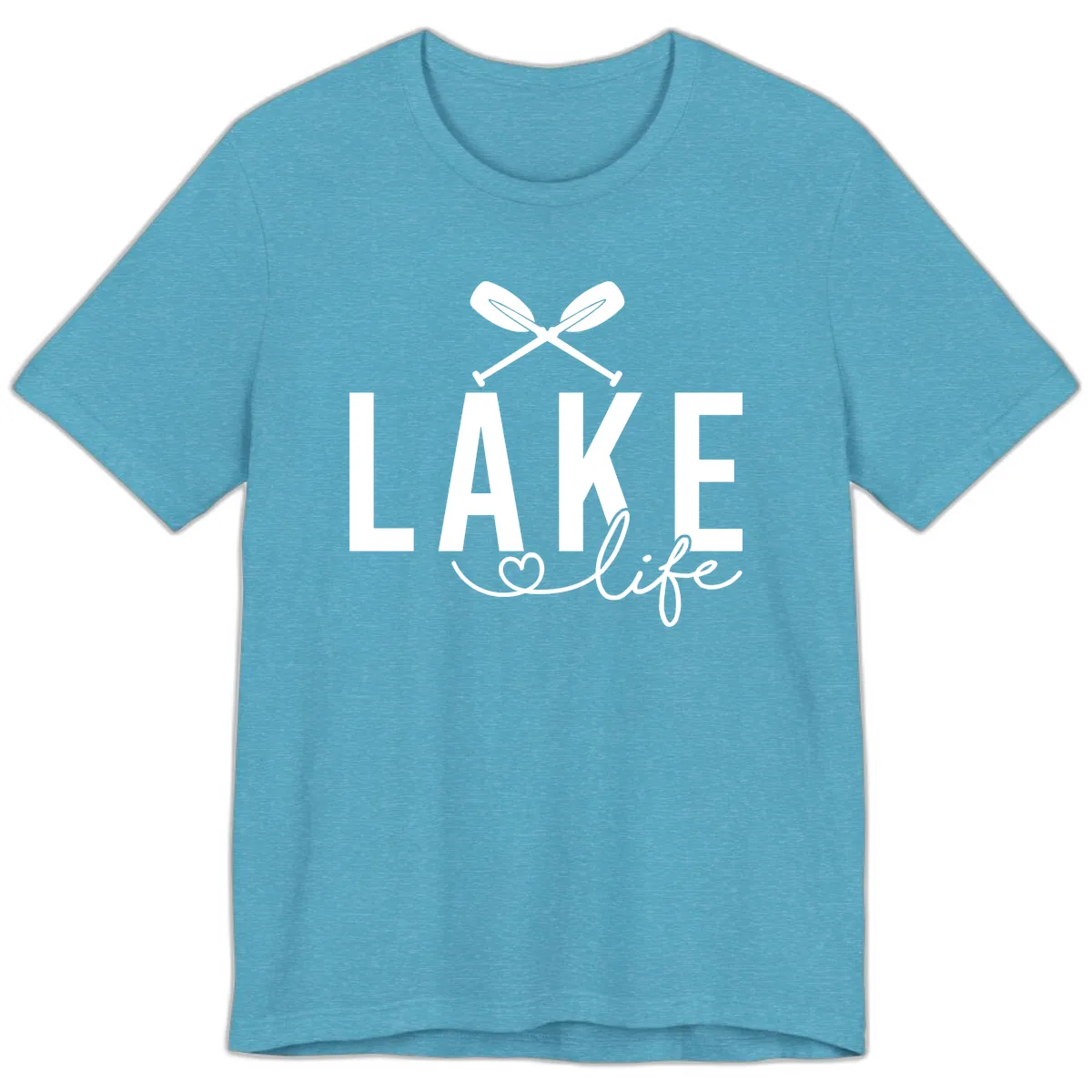 Lake Life Nautical Paddles Design Premium T-Shirt in Heather Aqua