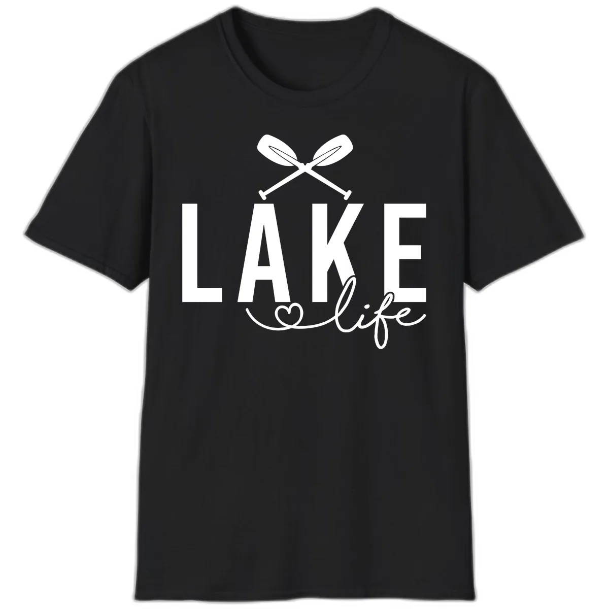 Lake Life Nautical Paddles Design T-Shirt in Black
