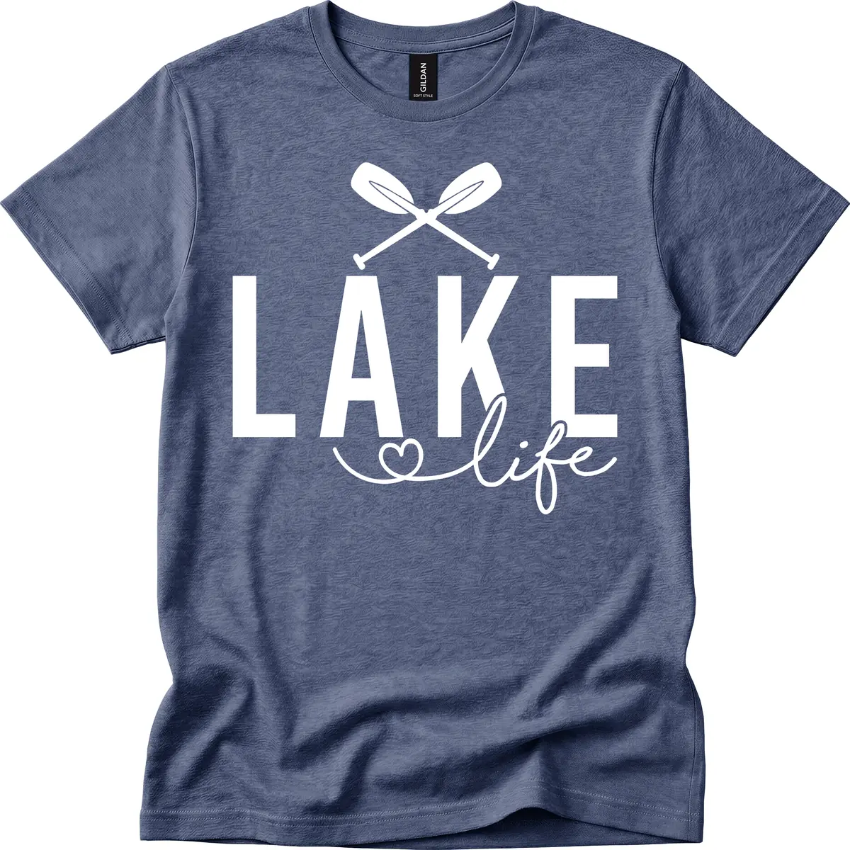 Lake Life Nautical Paddles Design T-Shirt in Heather Navy