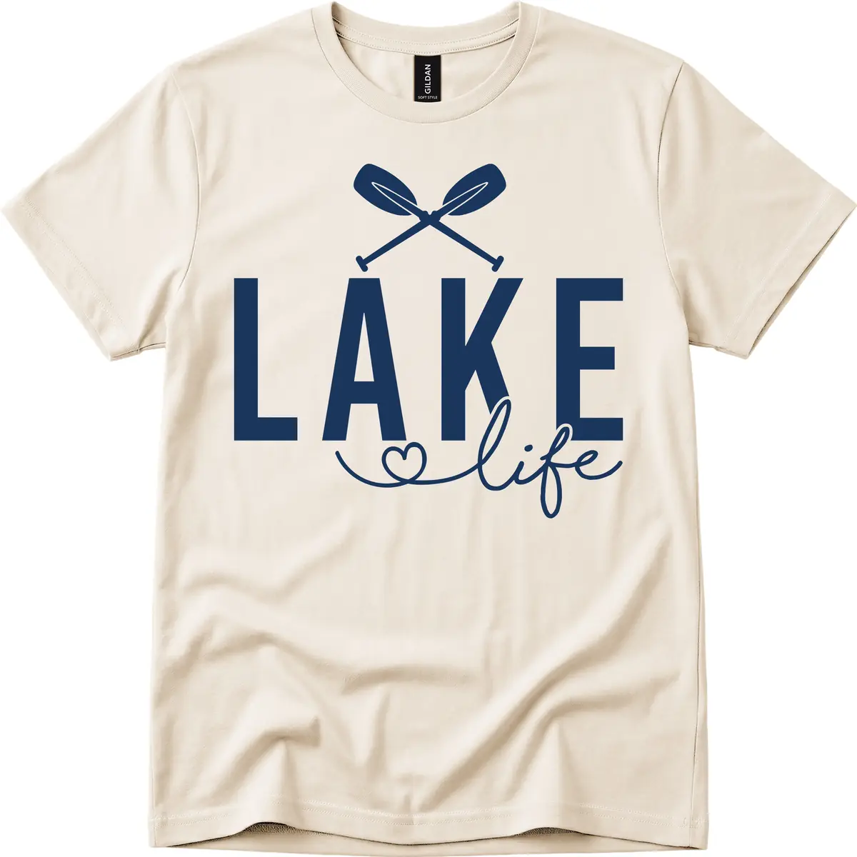 Lake Life Nautical Paddles Design T-Shirt in Natural
