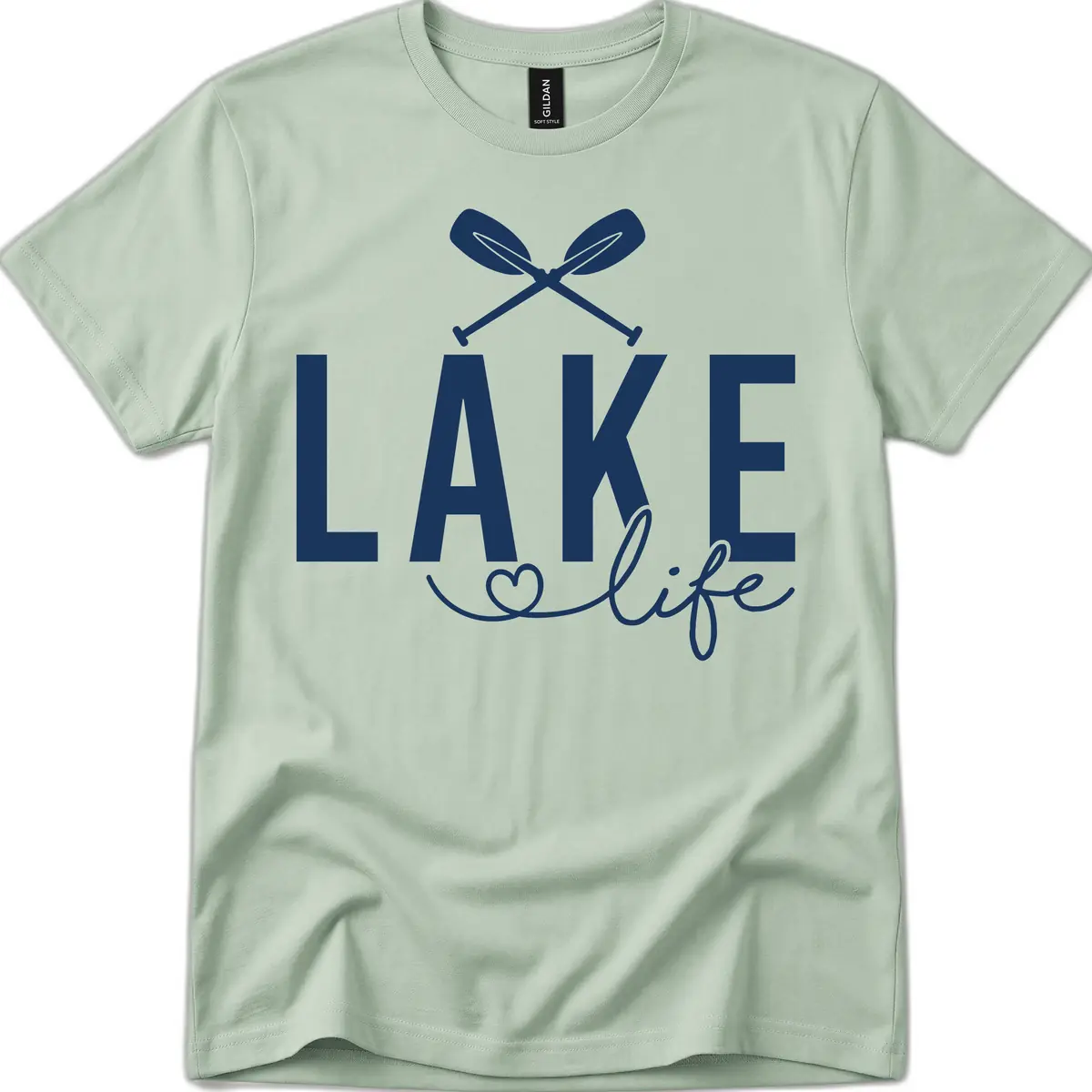 Lake Life Nautical Paddles Design T-Shirt in Sage