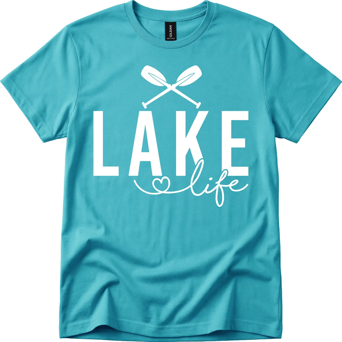 Lake Life Nautical Paddles Design T-Shirt in Tropical Blue